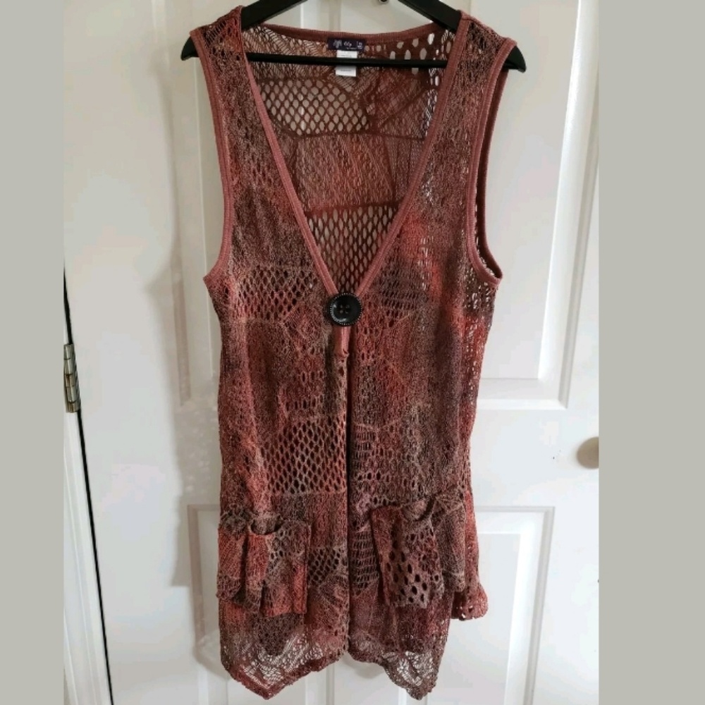 Lily by Firmiana Tunic Coverup Top 3X Crochet Knit